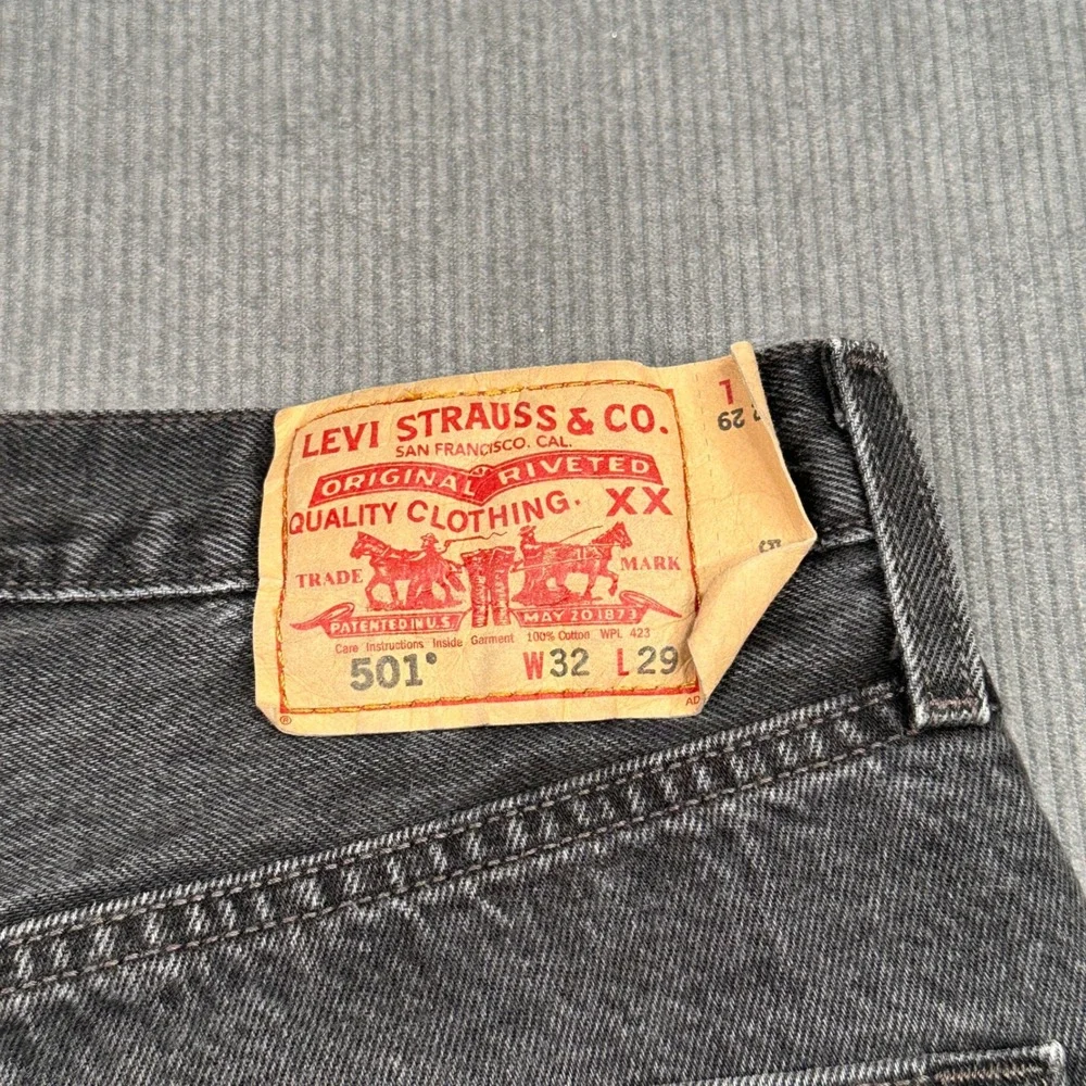 Vtg Levi 501 Original Fit Jeans W32 L29 Black Faded Straight Denim Mexico